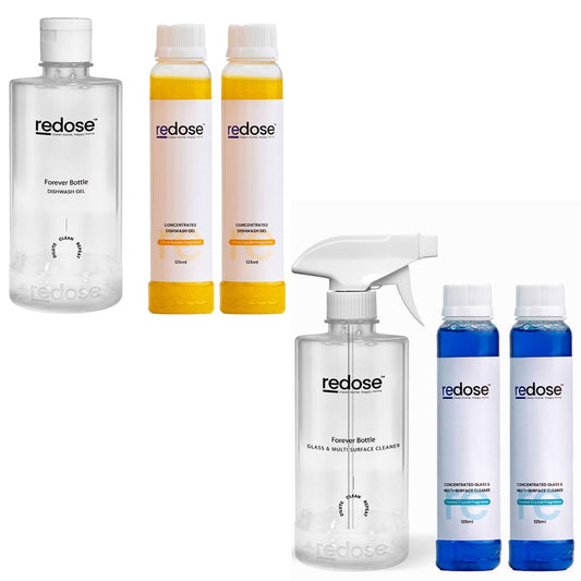Redose Dishwash Gel | Glass & Multi-Surface Cleaner | Mini Kit 2x Combo