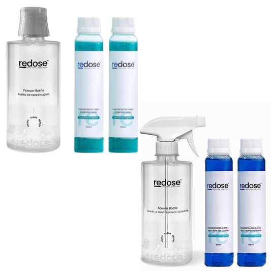Redose Fabric Detergent | Glass & Multi-Surface Cleaner | Mini Kit 2x Combo