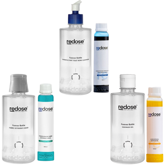 Redose Toilet Cleaner | Fabric Detergent | Dishwash Gel | Mini Kit 1x Combo