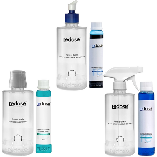 Redose Toilet Cleaner | Fabric Detergent | Glass &Multi-Surface Cleaner | Mini Kit 1x Combo