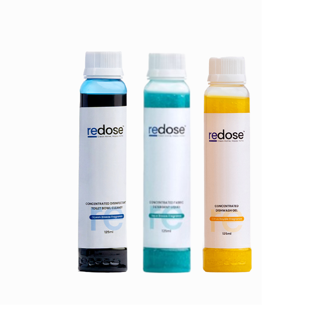 Redose Toilet Cleaner | Fabric Detergent | Dishwash Gel | Refill Combo